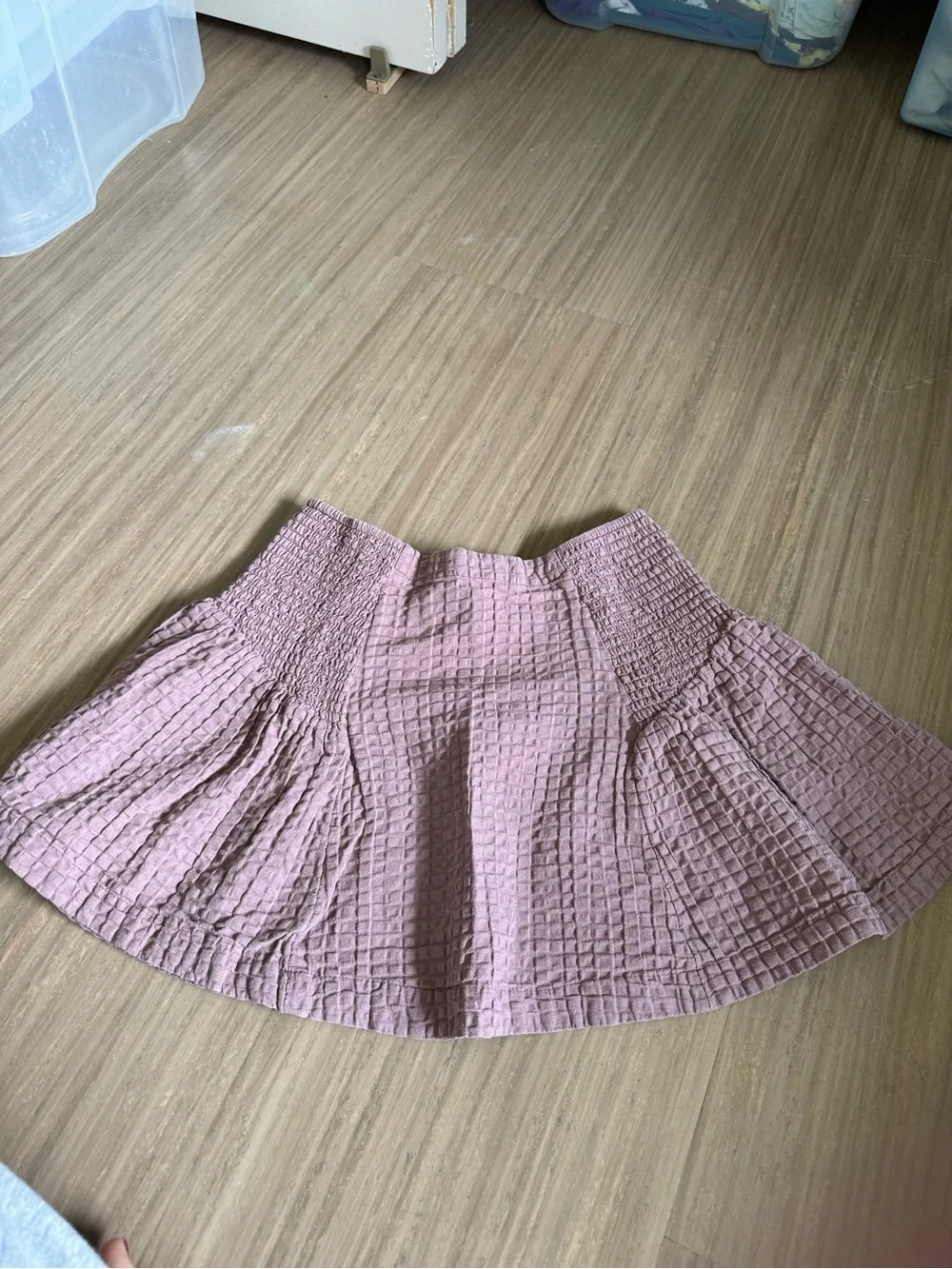 Free People Free-est Waffle Smocked Purple Mini Skirt XS